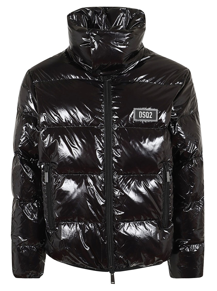 Shop Dsquared2 Nylon Ripstop Down Jacket With Hood And Zip Pockets In Black