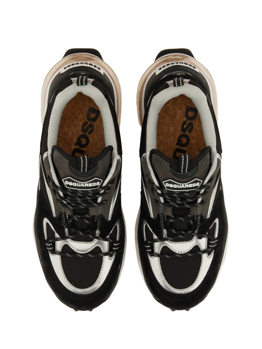 Dsquared2 Bubble Black Suede And Mesh Running Sneakers In Black
