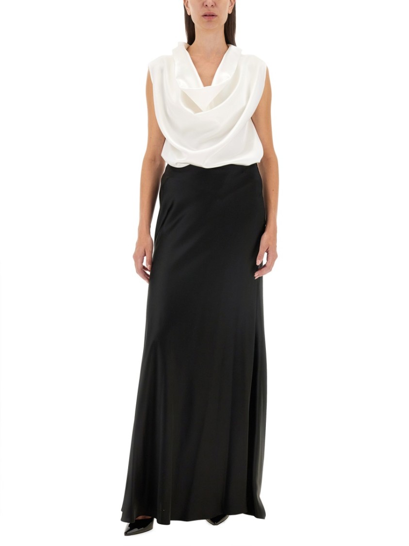 Shop Kiton Flowing Black Maxi Skirt With Smooth Finish