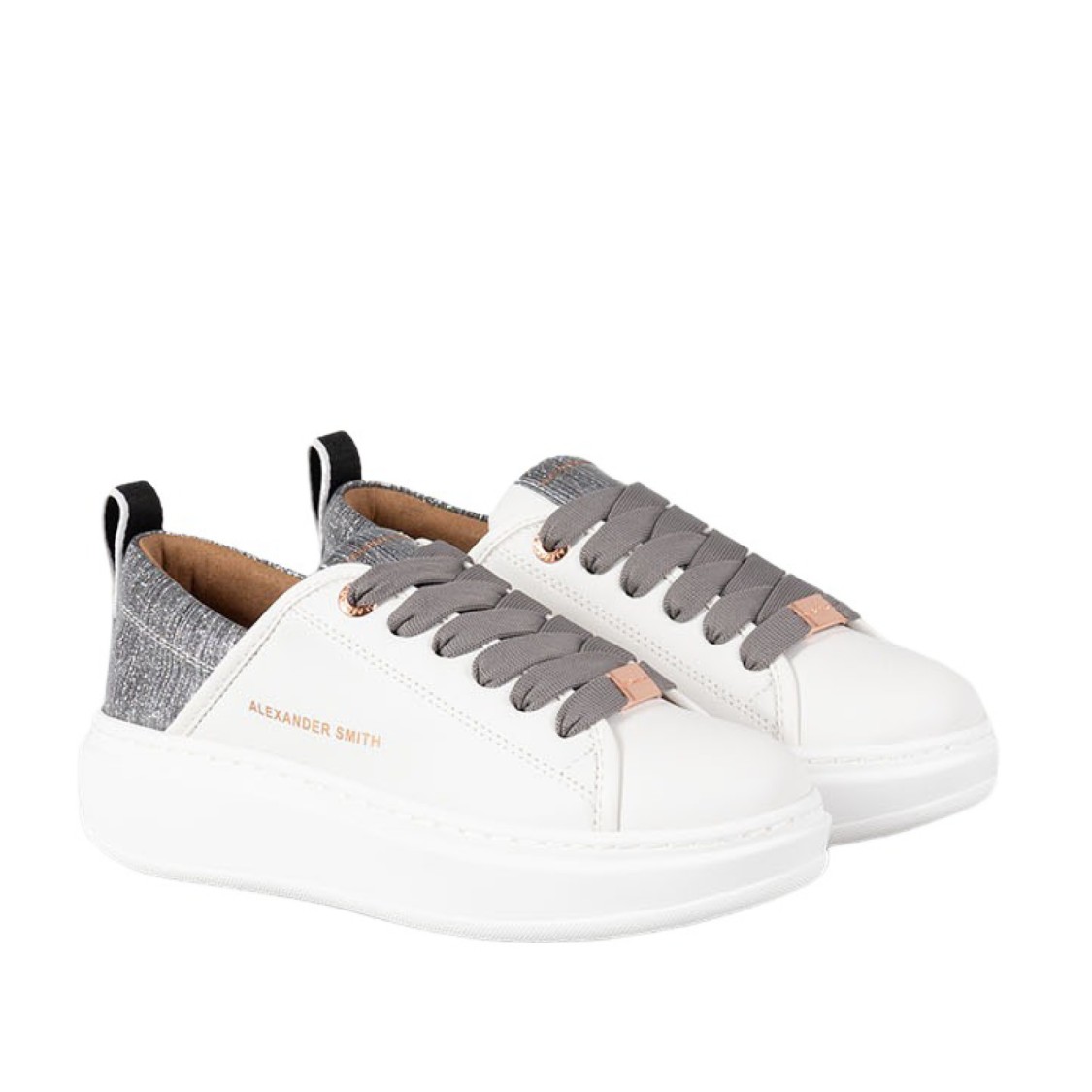 Alexander Smith Wembley White And Gray Vegan Sneakers In White