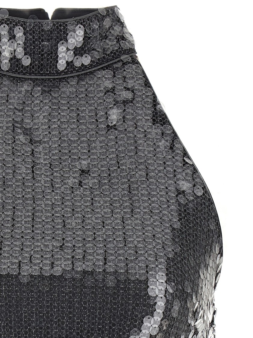 Rotate Birger Christensen Rotate Halter Neck Top With Sequin Embellishments In Black