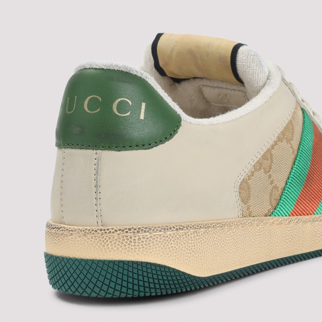 Gucci Screener Distressed Low-top Sneakers In Neutral