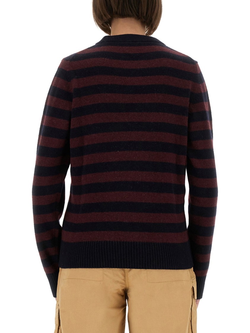 Ganni Multicolor Graphic Wool Mix Poodle Stripe Sweater In Multi