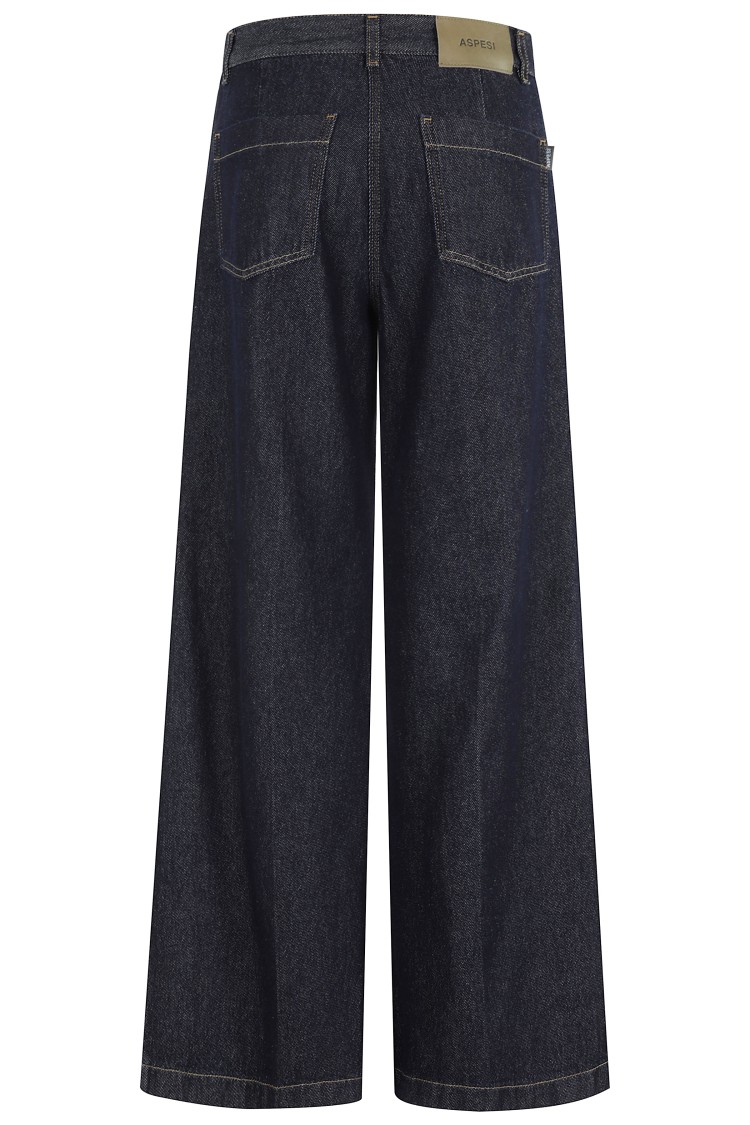 Aspesi Wide-leg Denim Pants With Contrast Stitching In Black
