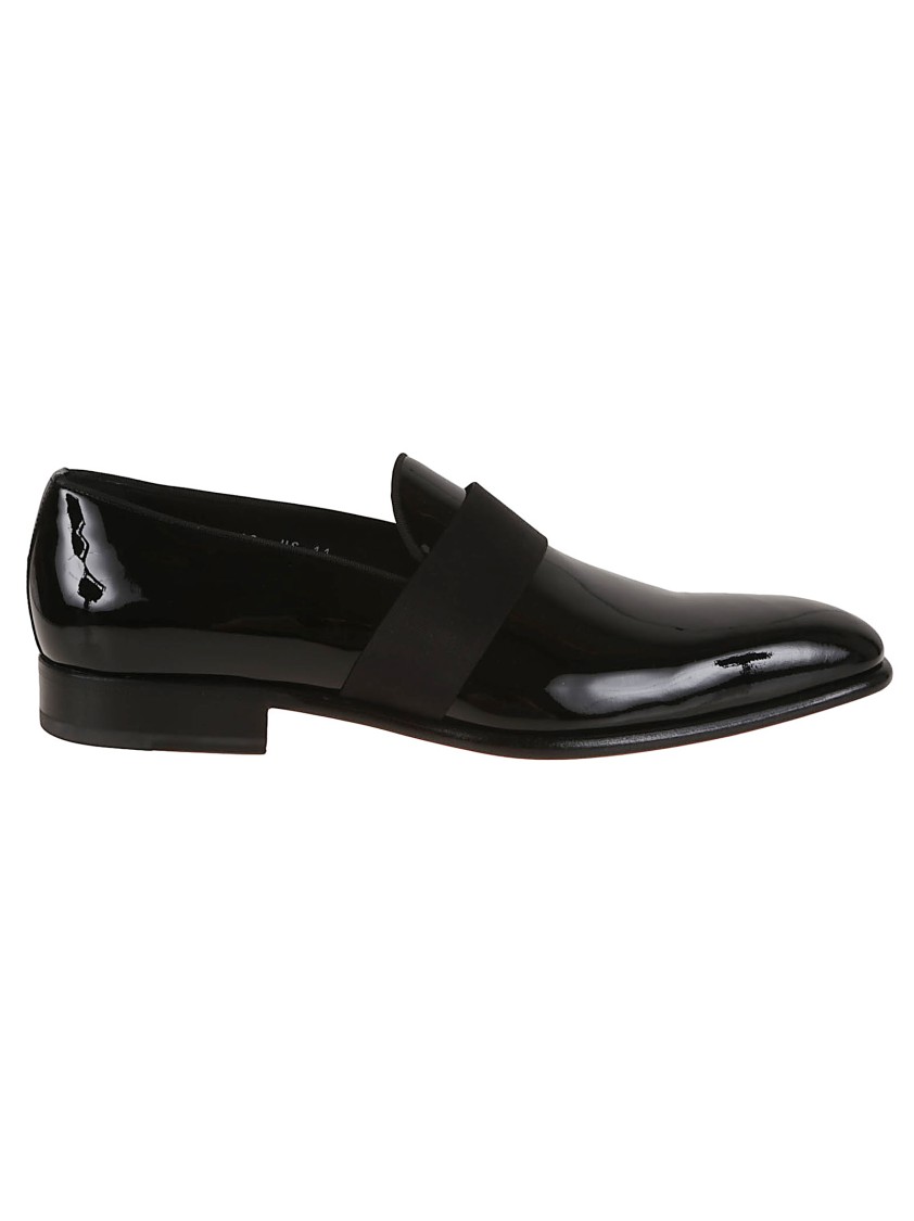 Santoni Patent Leather Moccasin With Tapered Toe Design