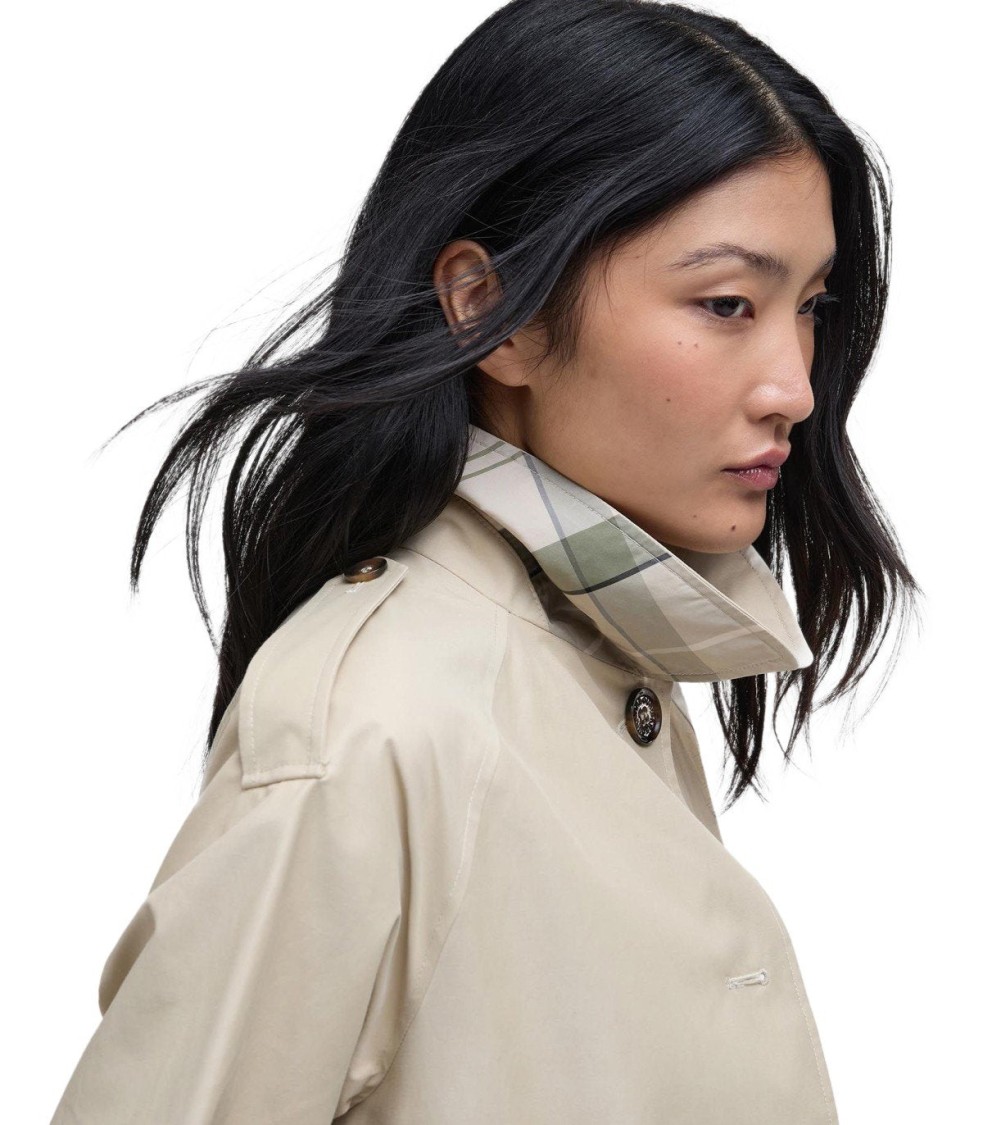Barbour Maia Light Sand Trenchcoat In White