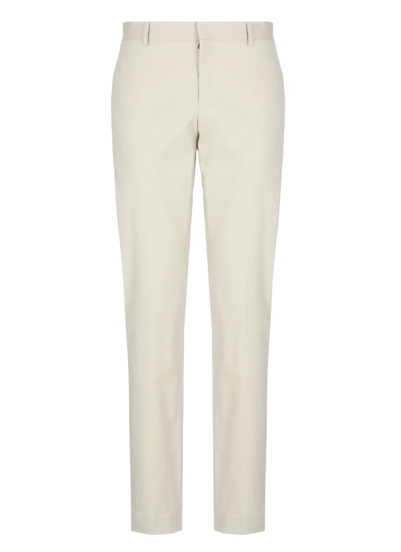 Pt Torino Beige Cotton Tailored Trousers In White