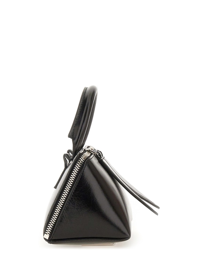 Attico Small Friday Leather Top Handle Bag In Black