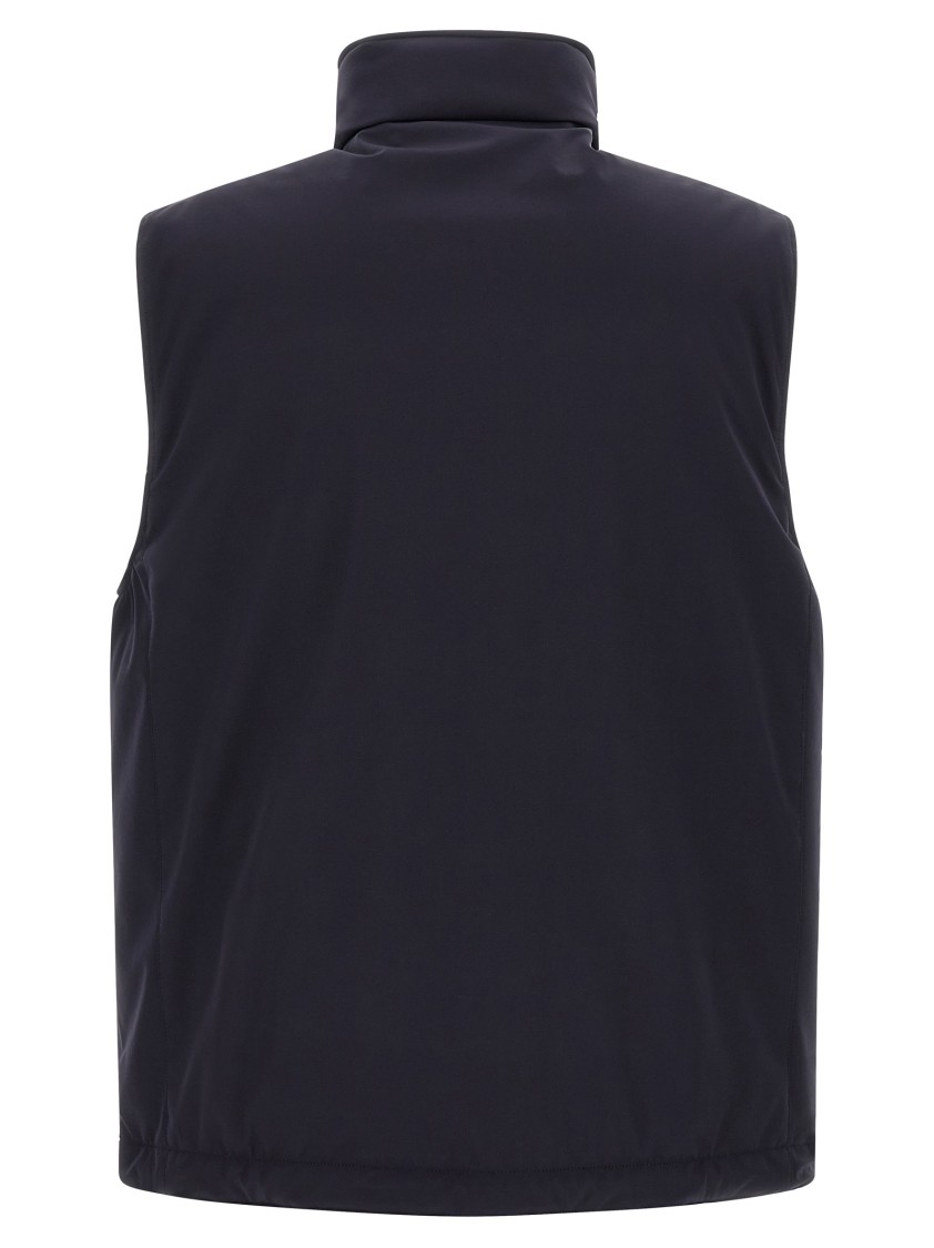 Brunello Cucinelli Technical Fabric Padded Vest With Goose Feather Insulation In Blue