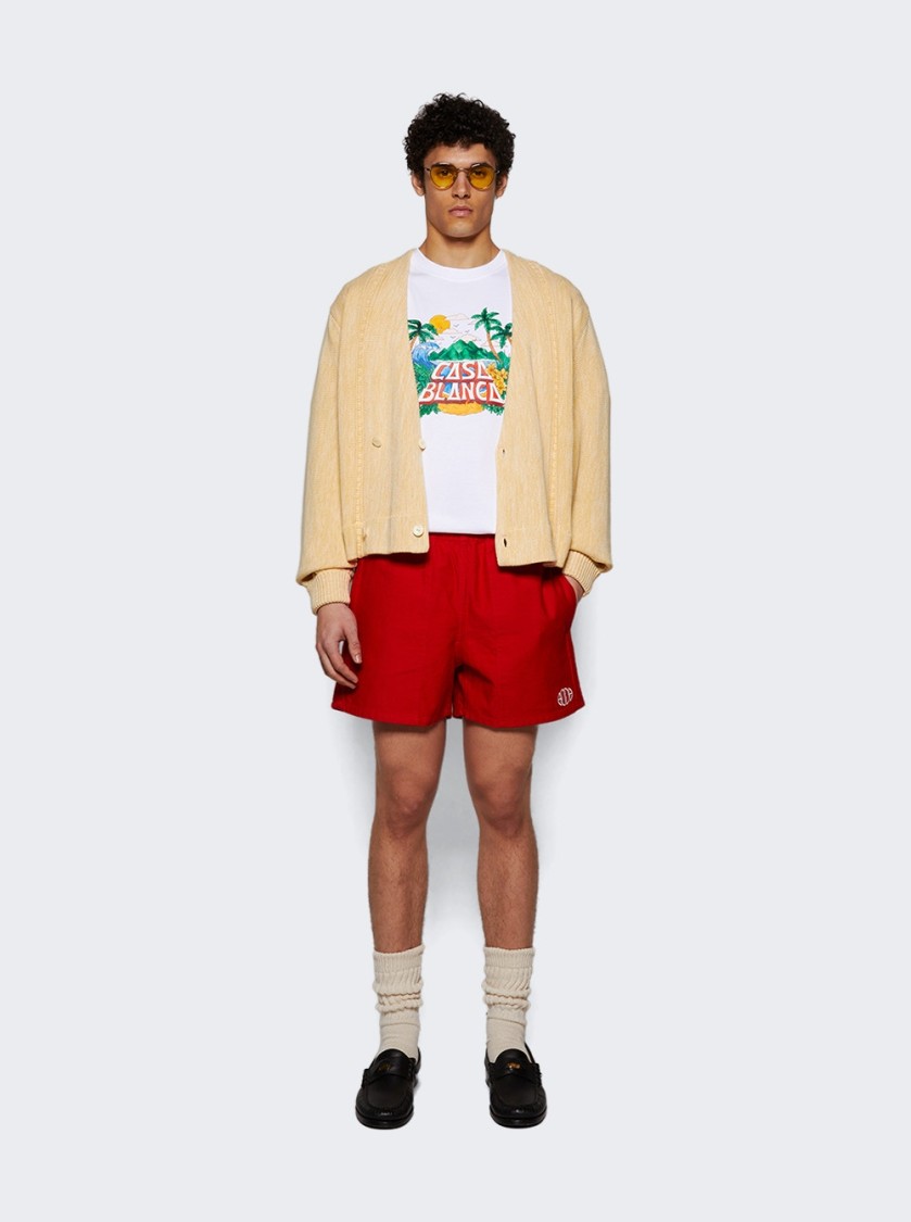 Bode Spring Twill Field Shorts Red In Red