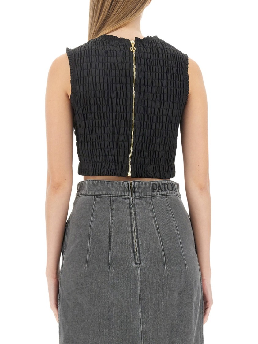 Shop Patou Textured Crinkled Cropped Top
