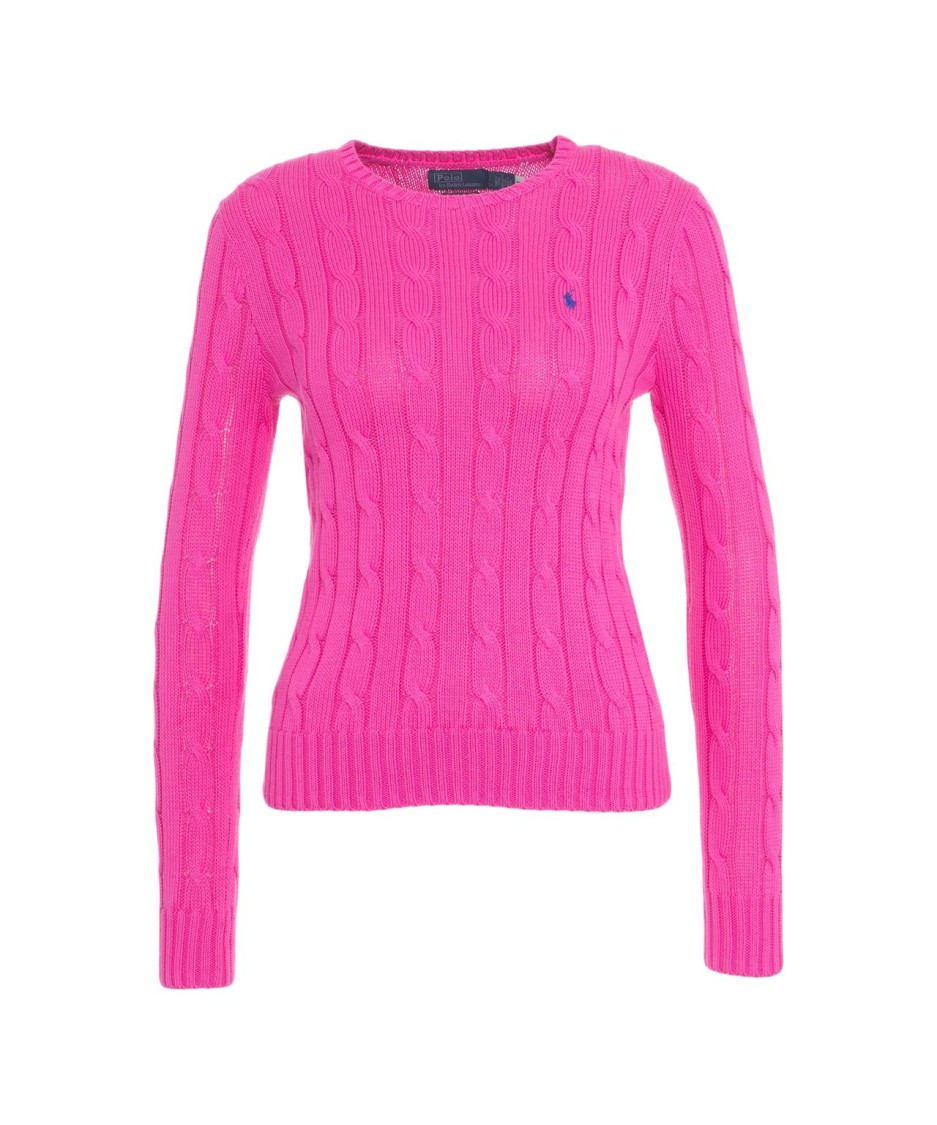Polo Ralph Lauren Cable-knit Cotton Crewneck Sweater In Pink