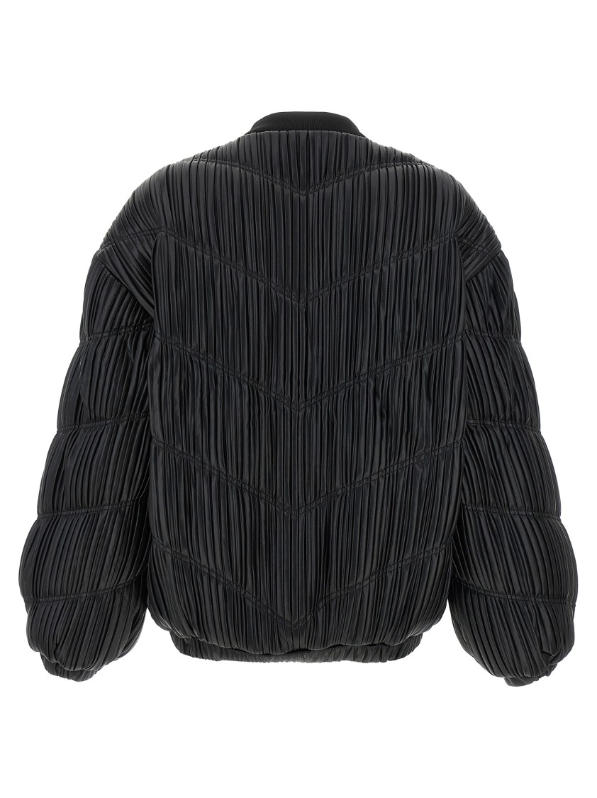 Rotate Birger Christensen Pleated Bomber Jacket In Black