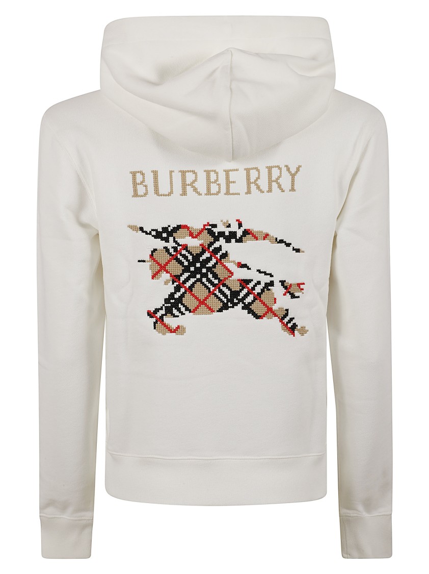 Burberry White Drawstring Hood Sweater In White