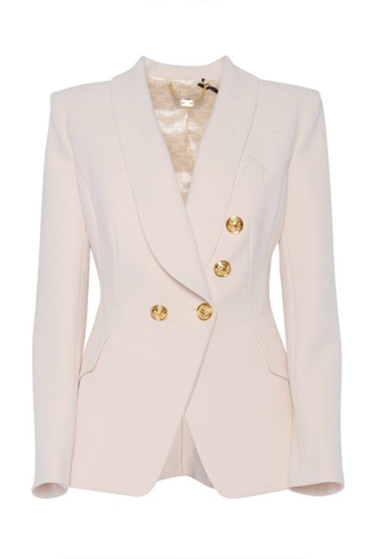 ELISABETTA FRANCHI ELISABETTA FRANCHI DOUBLE-BREASTED WHITE BLAZER WITH GOLD BUTTONS