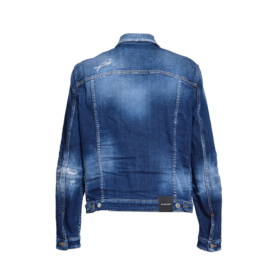 DSQUARED2 DSQUARED2 RIPPED CAST DAN JACKET IN BLUE DENIM WITH WEAR