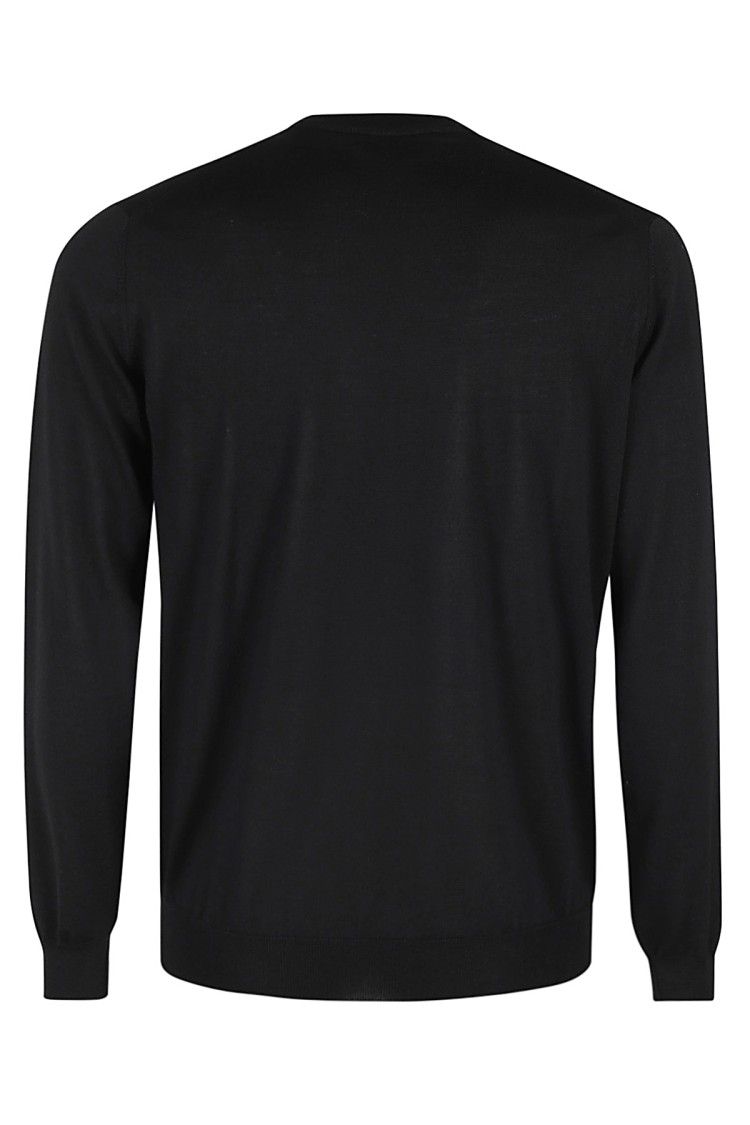 Filippo De Laurentiis Black Wool-cashmere Blend Crew Neck Sweater In Brown