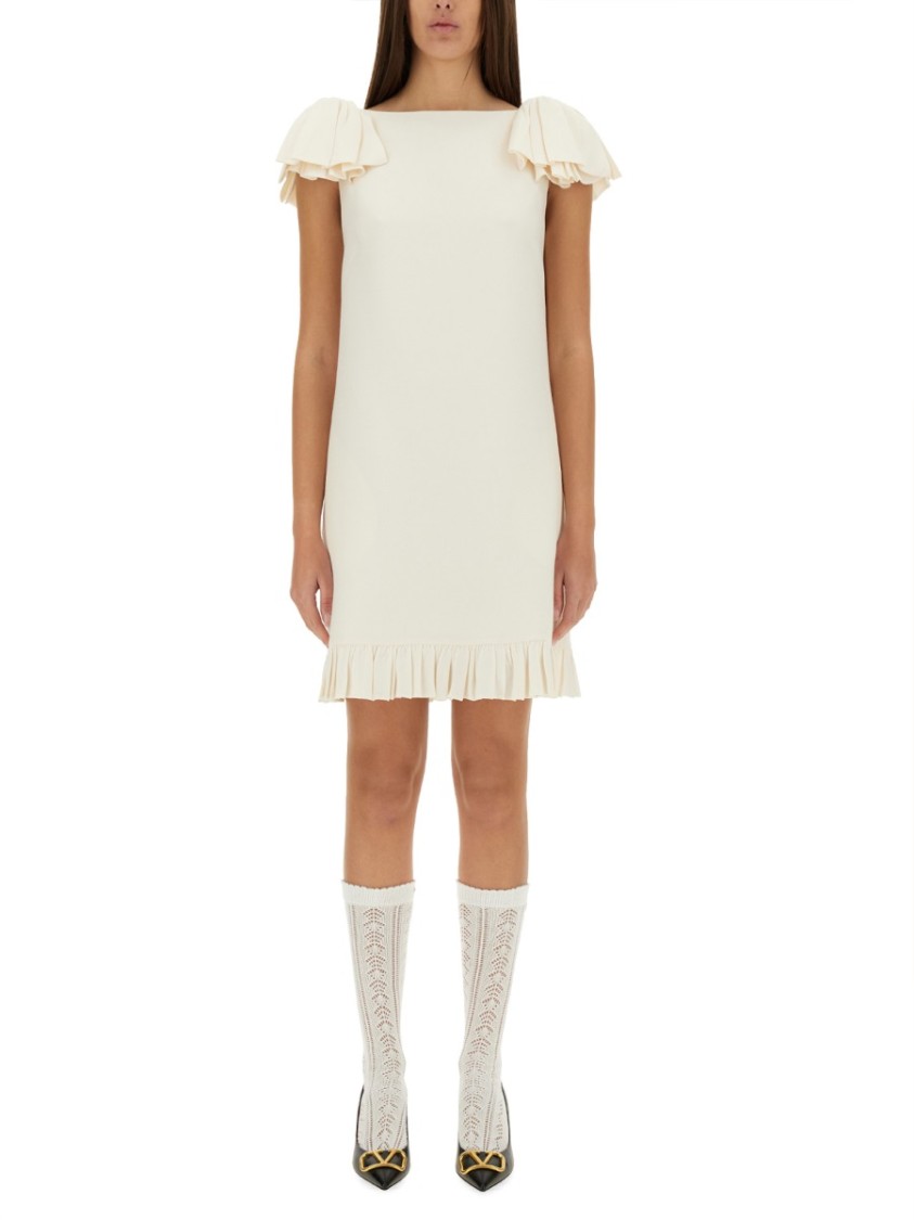 Valentino Ruffled Wool And Silk-blend Crepe Mini Dress