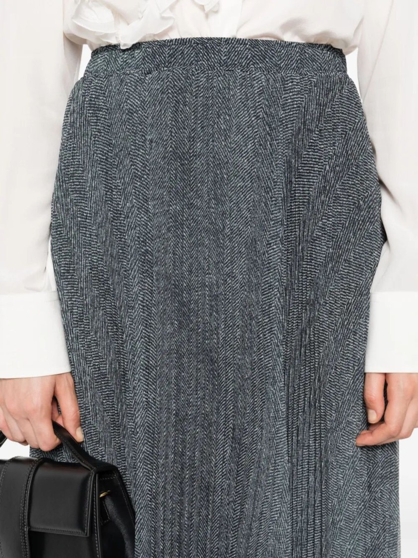 Ermanno Scervino Pleated Longuette Skirt In Textured Polyester In Gray