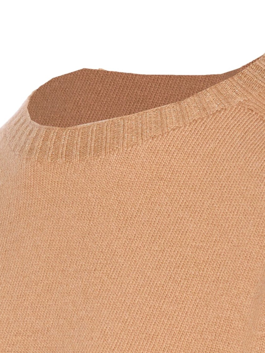 Twinset Twin-set Beige Crew Neck Sweater In Soft Wool-cashmere Blend In Pink
