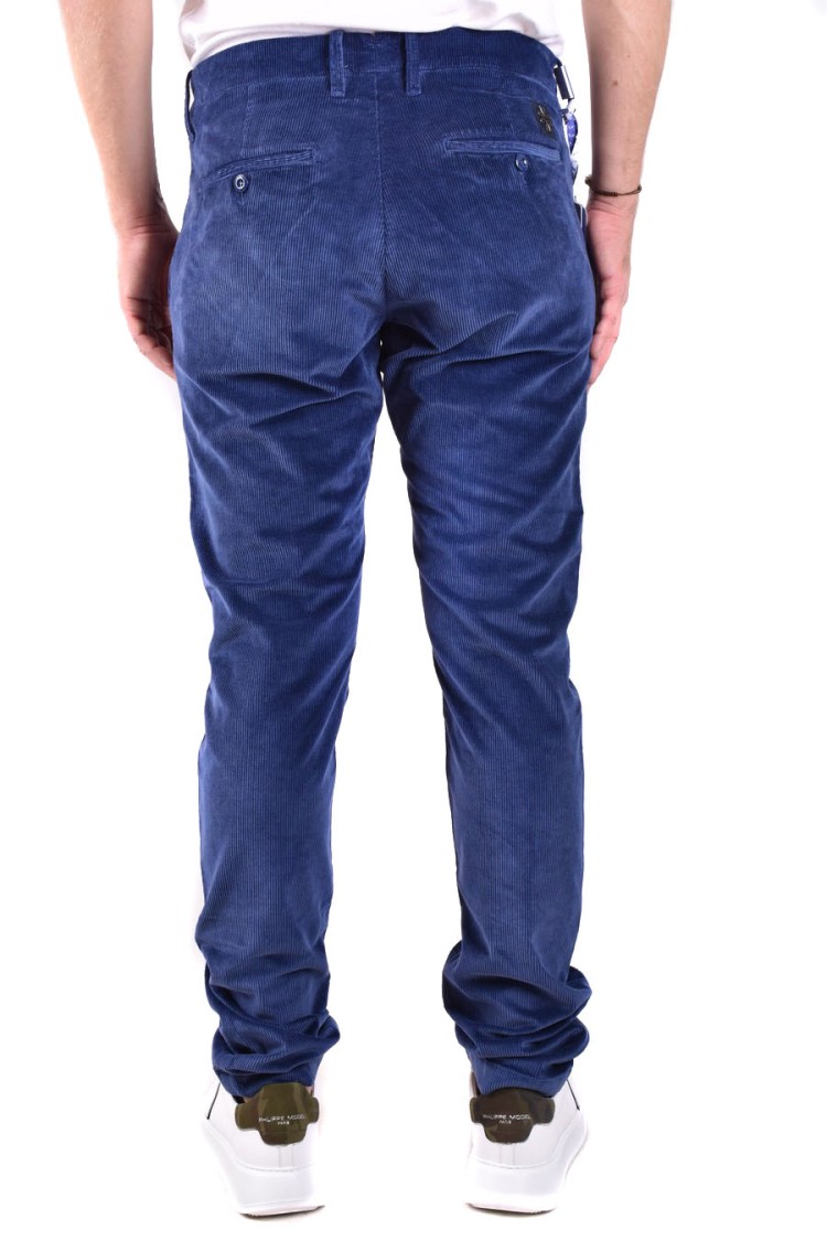 Jacob Cohen Tailored Dark Blue Trousers With Subtle Corduroy Texture In Blue