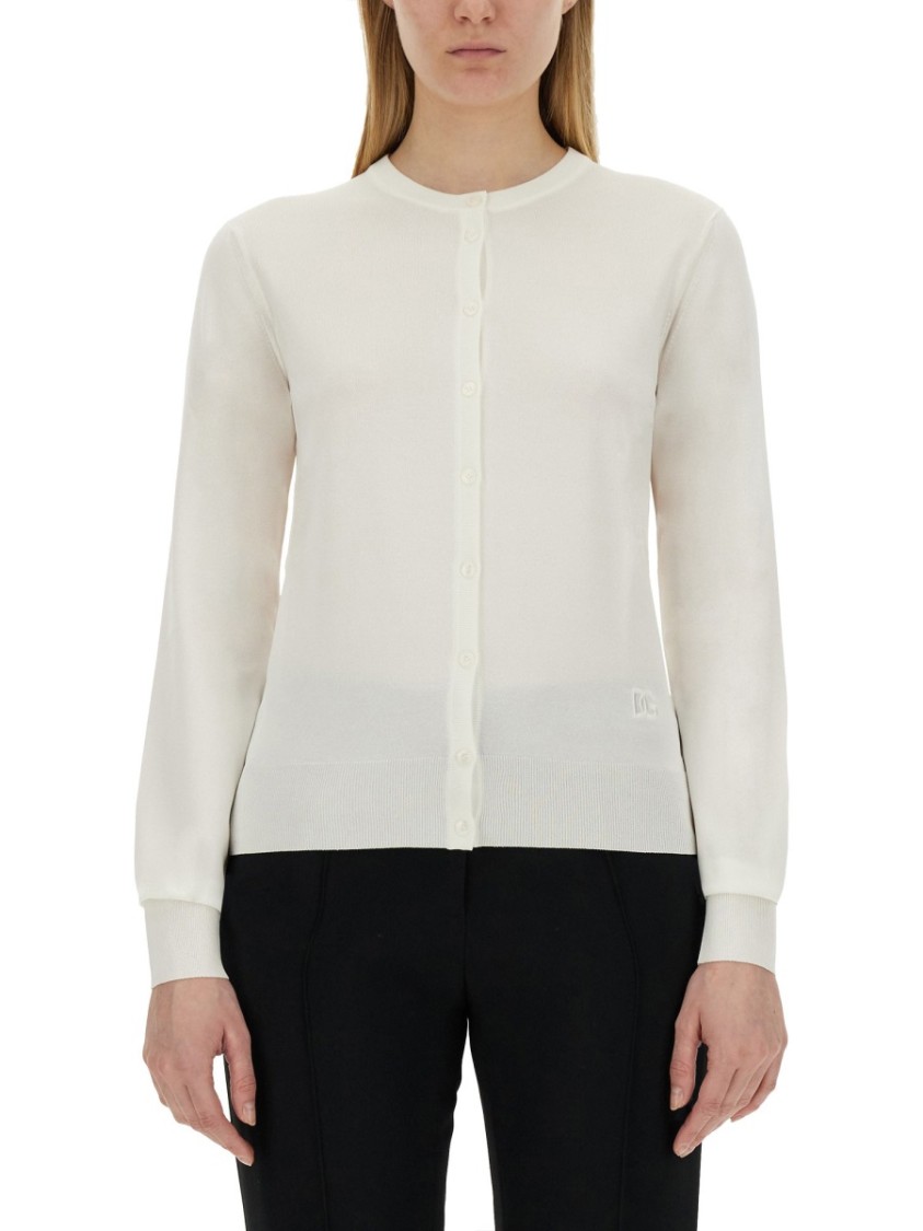 Dolce & Gabbana Cardigan With Lace Inlays In White