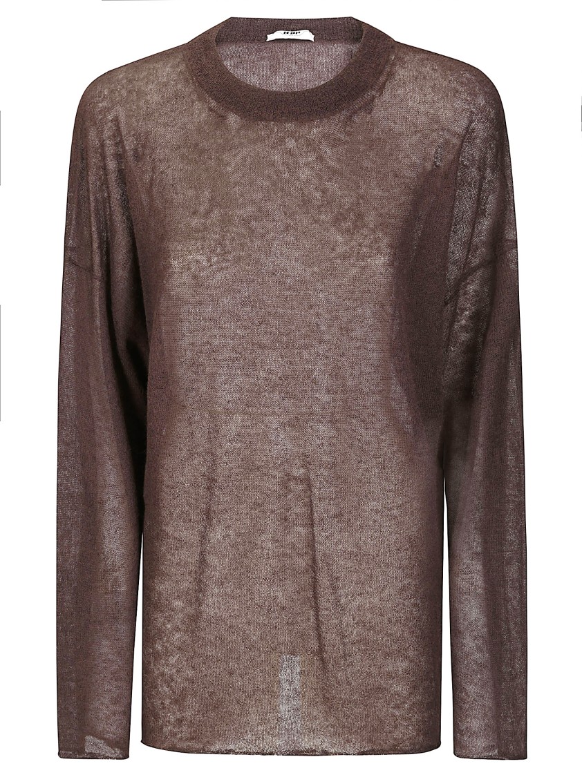 Haikure Crewneck Knitwear Sheer Fabric In Brown