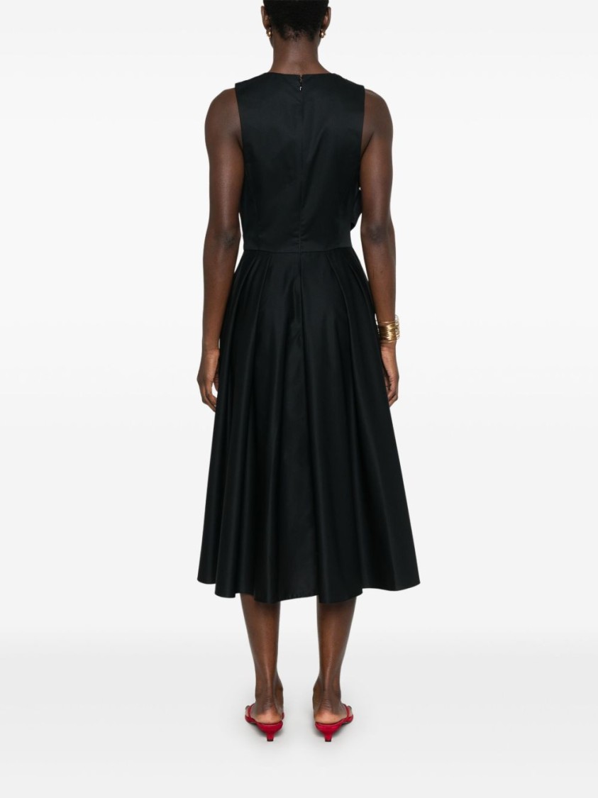 ELISABETTA FRANCHI ELISABETTA FRANCHI MIDI BLACK DRESS WITH FITTED BODICE AND FLOWING SKIRT