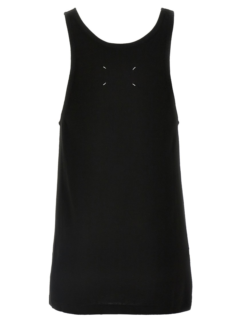 Maison Margiela Logo Stamp Tank Top In Black
