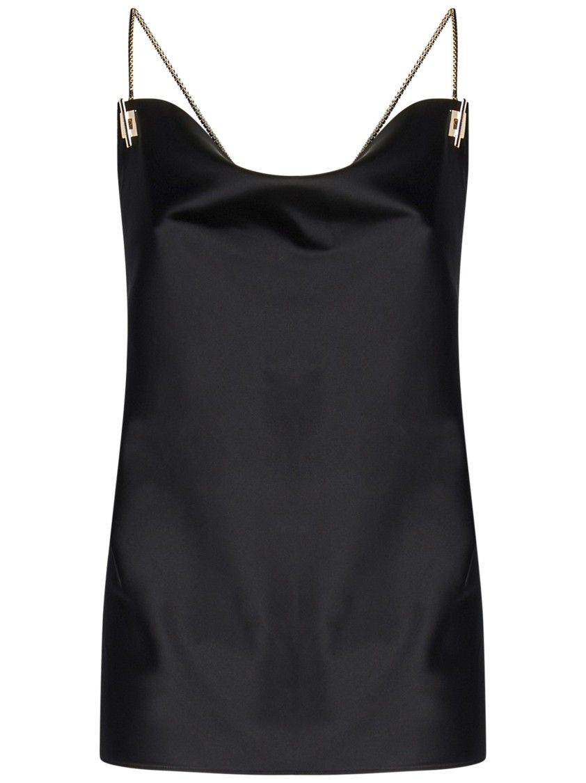 Danamè Black Stretch Satin Lou Top