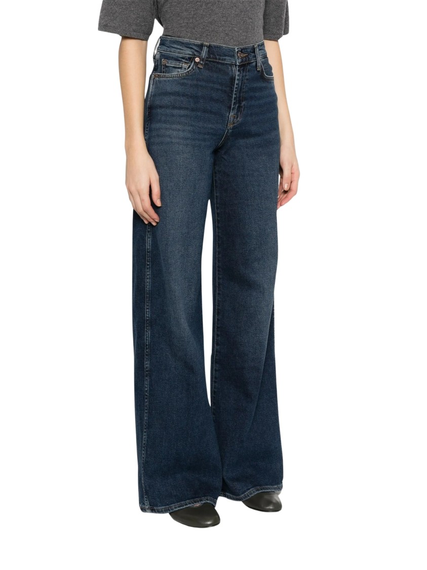 7 For All Mankind Wide-leg High-waist Denim Jeans In Black