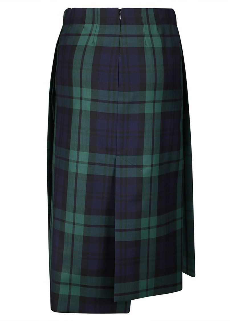 Shop Setchu Tartan Skirt With Slits In Multicolor