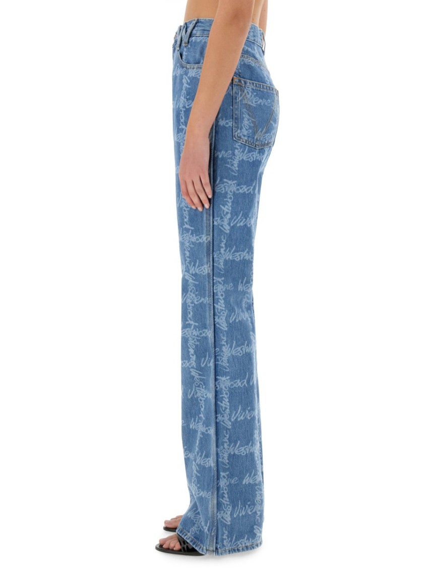 Vivienne Westwood Monogram P Ray Flared Jeans In Blue