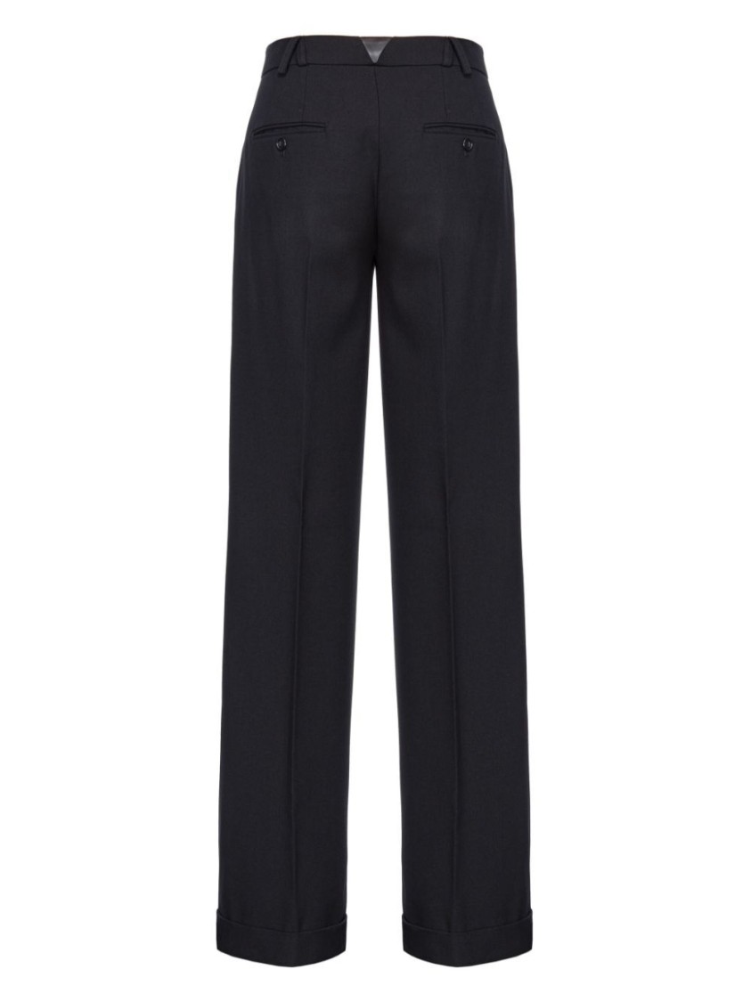 Pinko Wide-leg Trousers With Pleated Front In Black