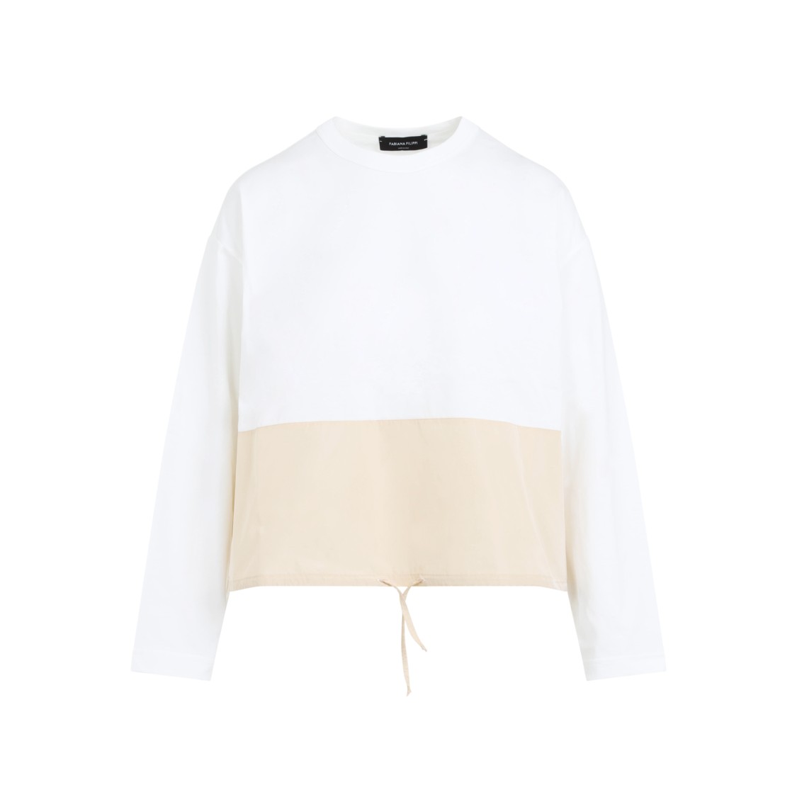 Shop Fabiana Filippi Color-block Cotton T-shirt In White