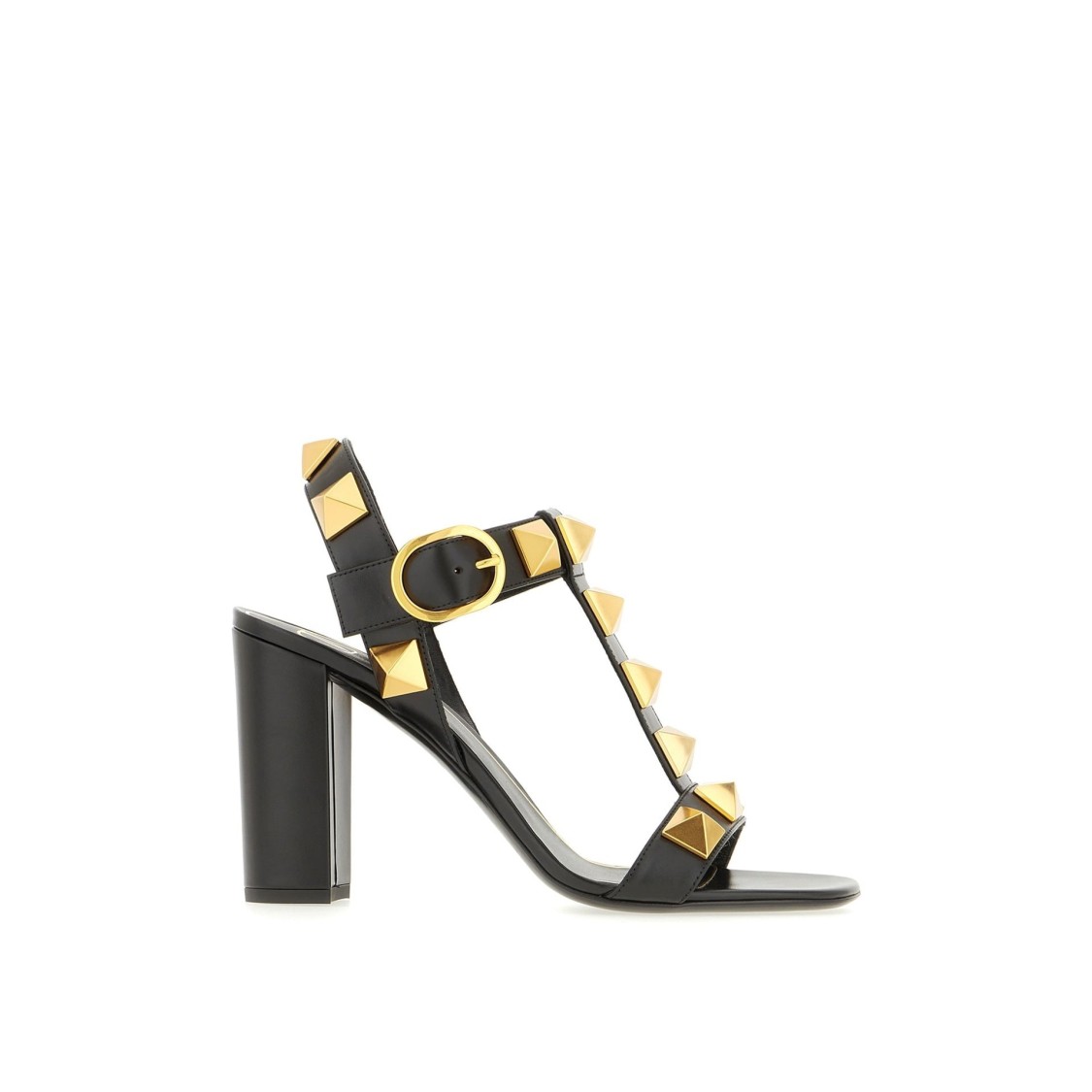 Valentino Garavani Roman Stud Sandals With Decorative Gold-tone Studs In Black