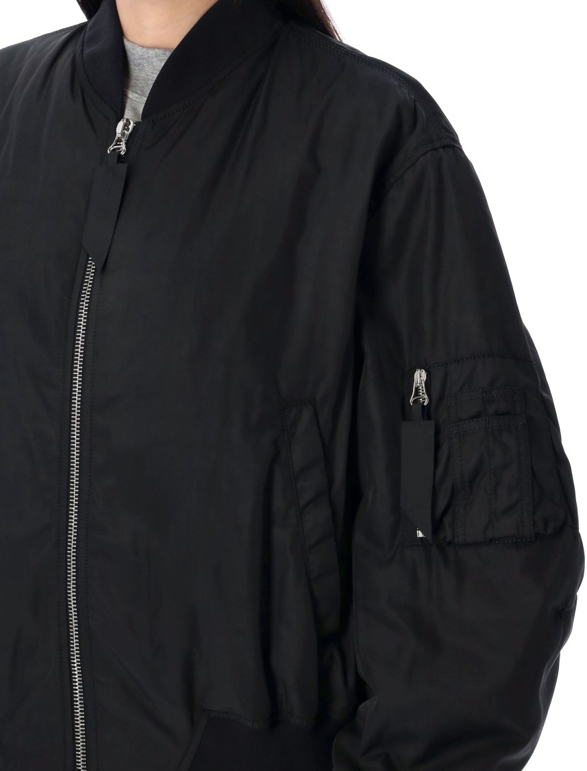 Attico Black Bomber Jacket With Front Zip Closure And One Zipped Pocket On The Sleeve In Black