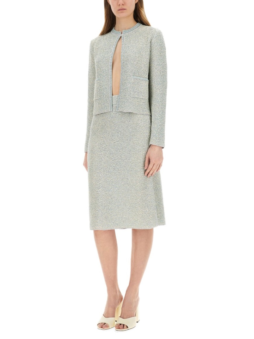Shop Fabiana Filippi Textured Tweed Midi Skirt In Grey