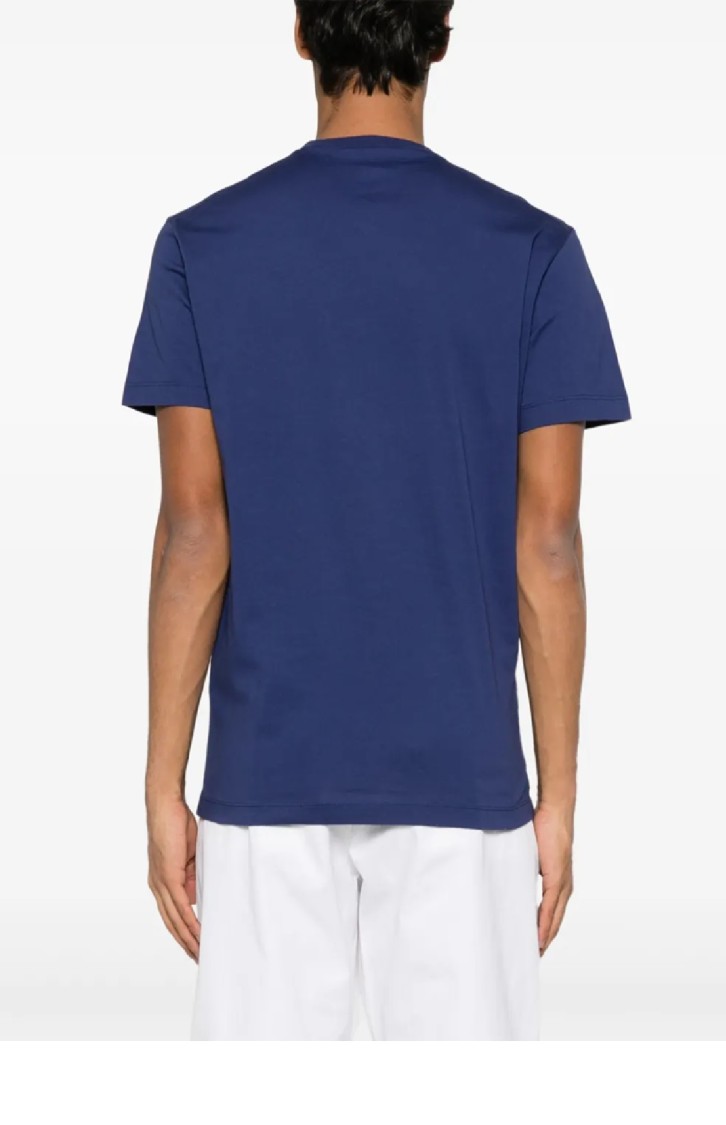 Dsquared2 Blue Crewneck T-shirt With Logo Print On The Front In Cotton Man In Blue