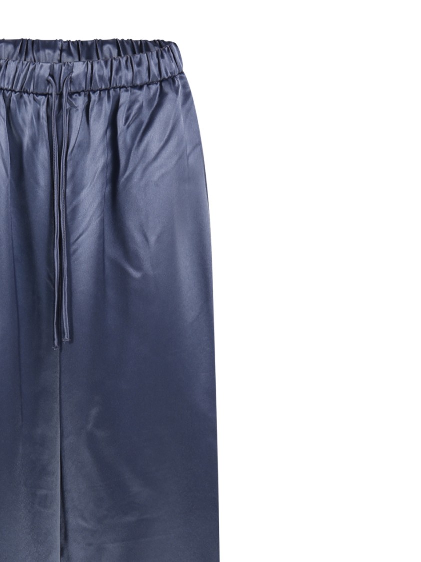 By Malene Birger Elastic Waistband Wide Leg Trousers In Blue