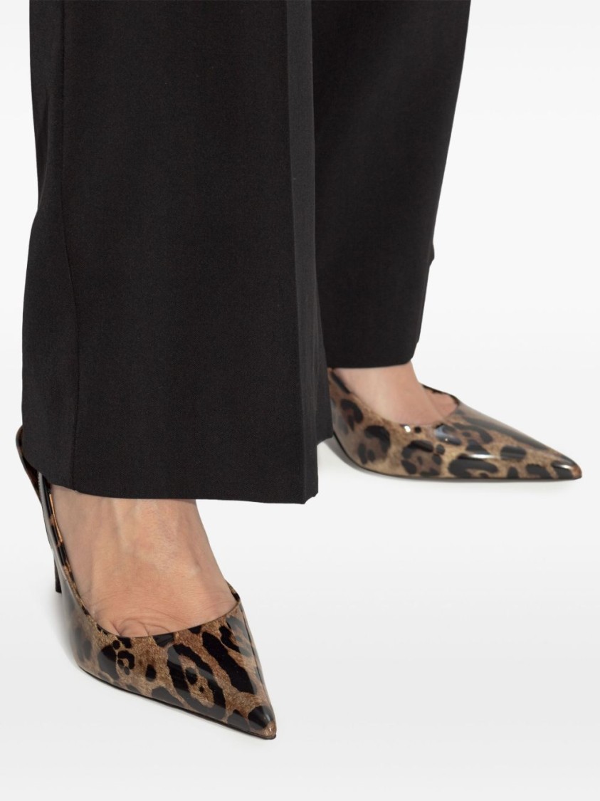 Dolce & Gabbana Brown Slingback Pumps With Dg Logo Detail In Black