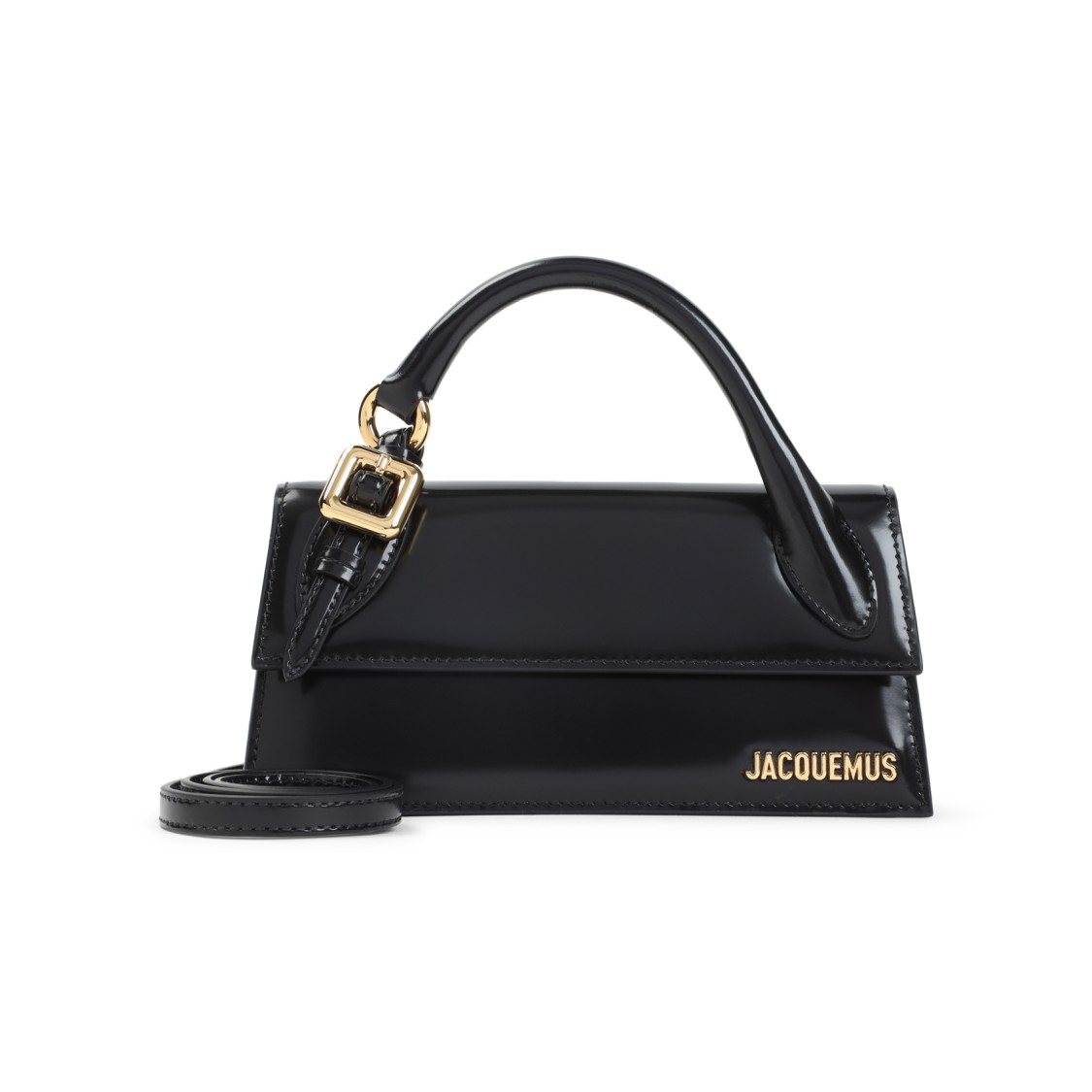 Jacquemus Black Brusched Leather Le Chiquito Long Boucle Handbag