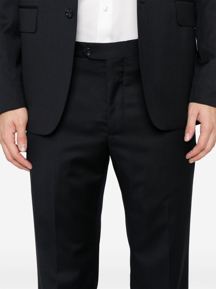 Shop Tagliatore Blue Tailored Suit With Notched Lapels In Black