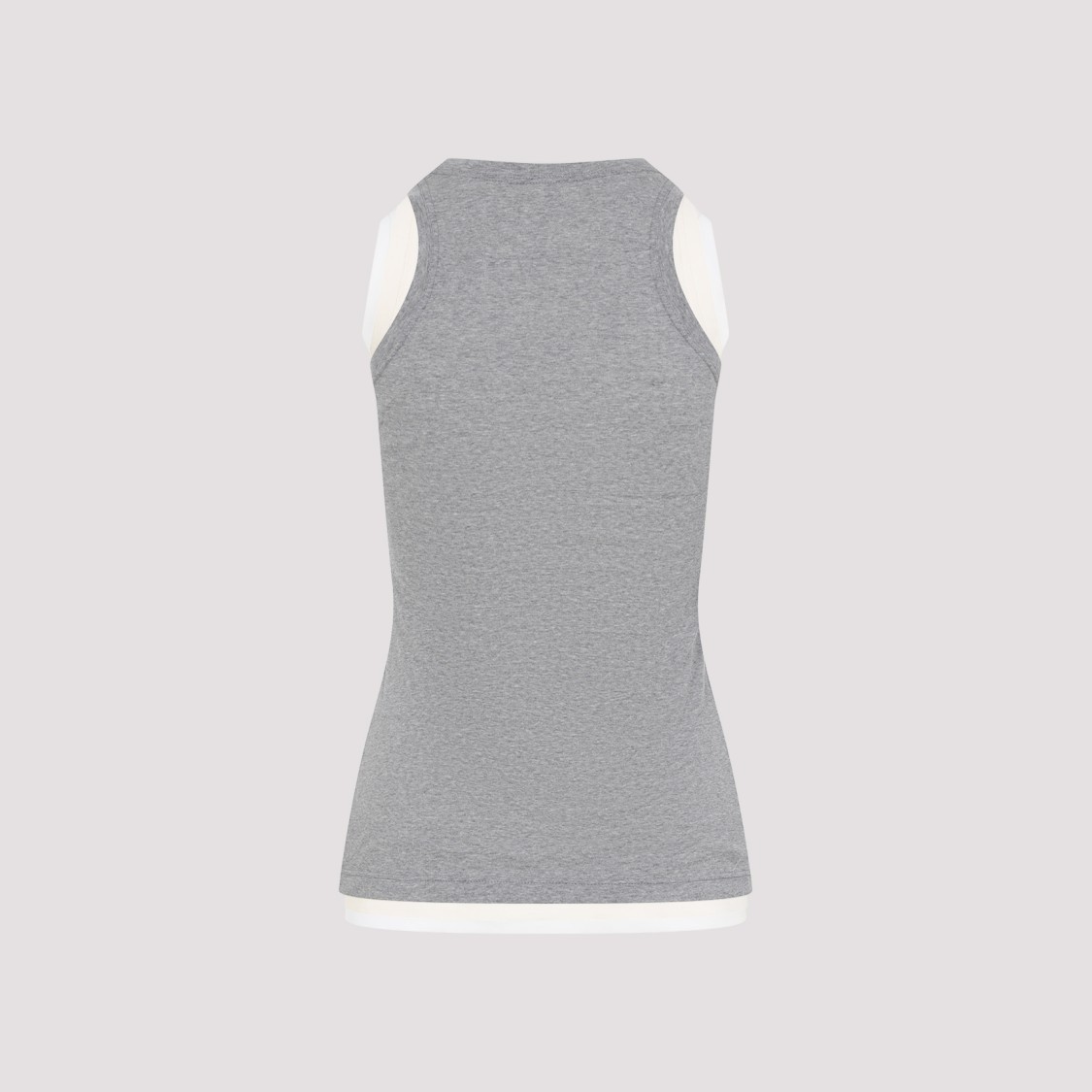 Jil Sander Fitted Sleeveless Top With Contrasting Hem Layer In Grey