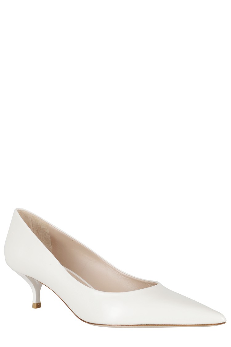 Stuart Weitzman Stuart Power 50 Pumps In White Leather