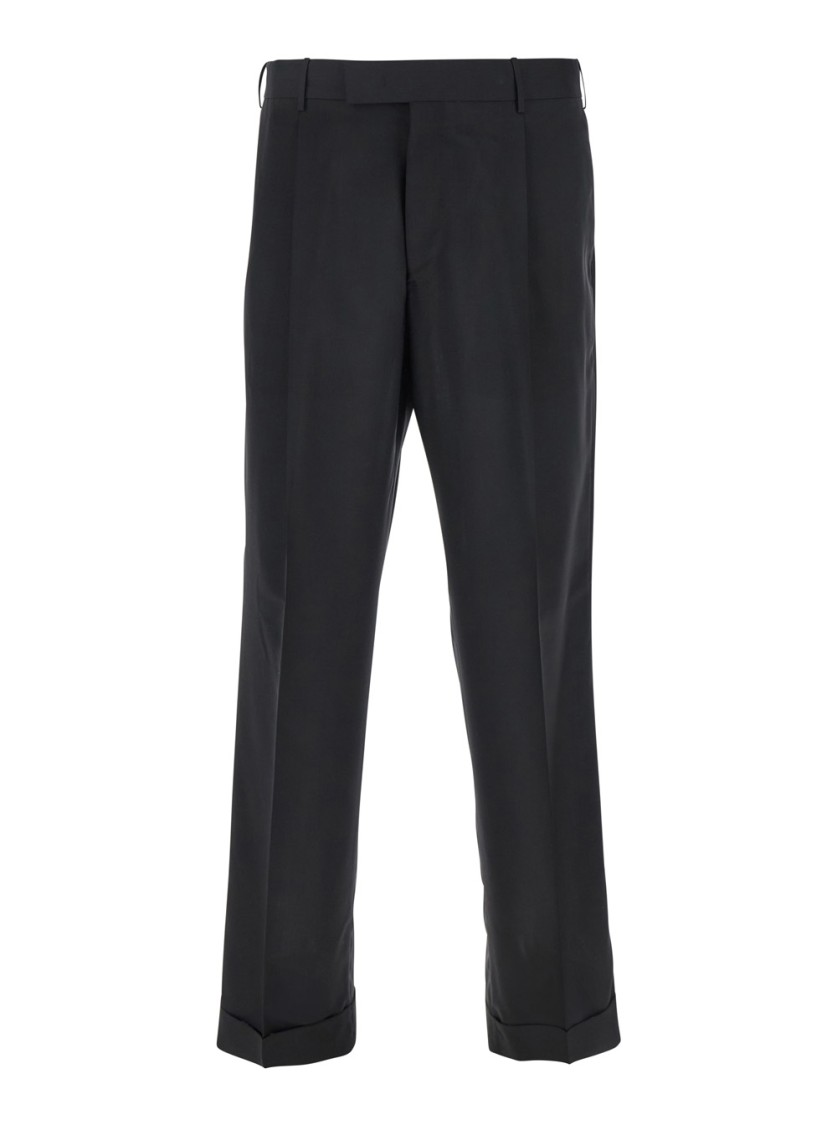 PT TORINO PT TORINO BLACK SLIM PANTS WITH HIDDEN CLOSURE IN FABRIC