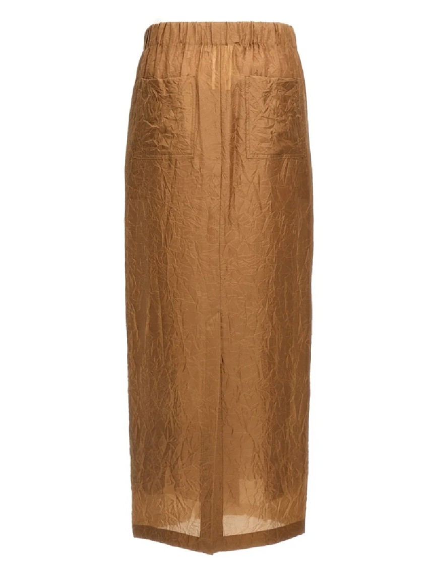 Shop Max Mara Mid-length Crinkled Maxi Skirt With Elastic Waistband
