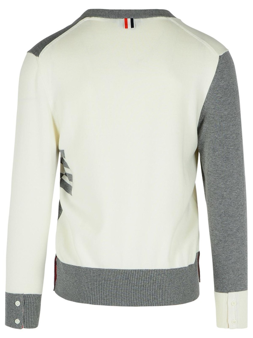 THOM BROWNE THOM BROWNE GREY COTTON CARDIGAN