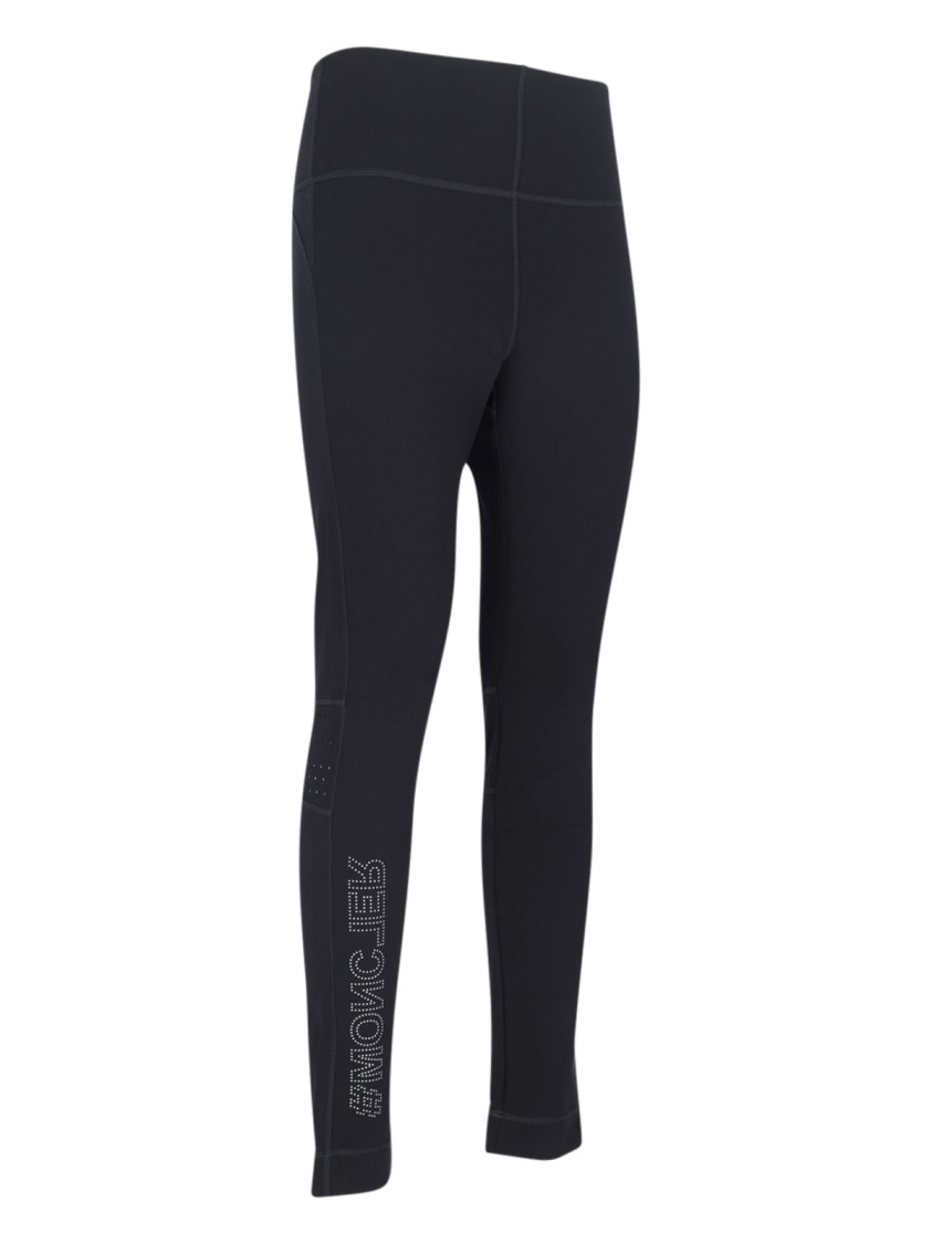 Shop Moncler Grenoble Studded Leggings In Black Stretch Nylon
