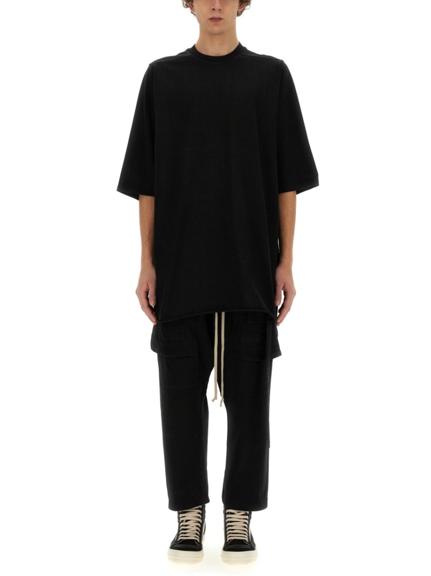 Rick Owens Drkshdw Drkshdw By Rick Owens Oversized Cotton T-shirt With Geometric Design And Relaxed Fit In Black
